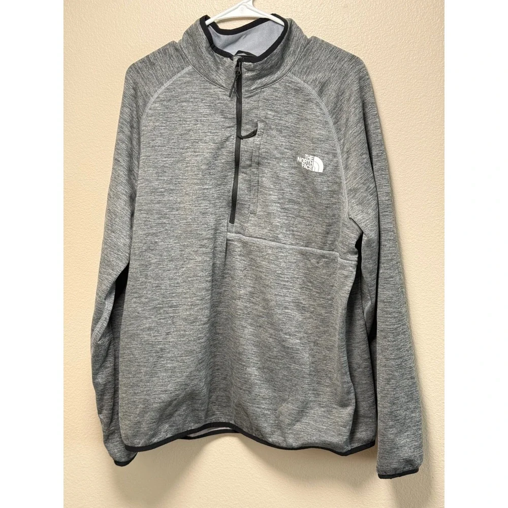 The North Face Mens XL Quarter Zip Pullover Heather Grey Active Fleece Jacket